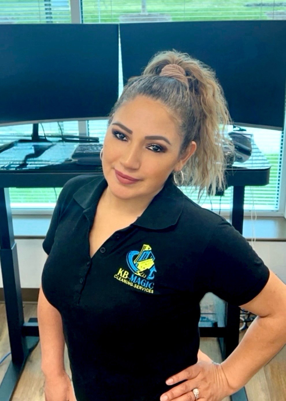 Karina Barreno, founder of KB Magic Cleaning, showcasing professional leadership and excellence